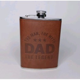 Way to celebrate The Man Myth Legend Dad Metal & Faux Leather 8 Oz. Flask Father's Day Gift Idea