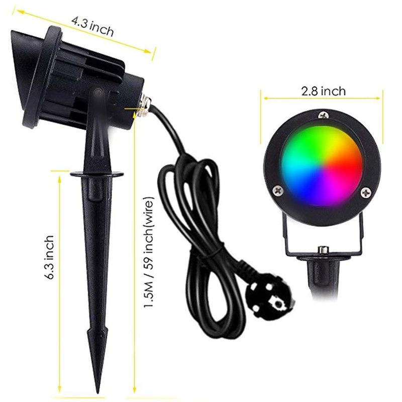COB Landscape Spotlights RGB Colorful Lighting with Ground Spike Remote