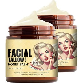 Bálsamo de Sebo de Res Batido Y Miel, Crema Facial con Acabado de Pasto de Animales Alimentados con Pasto, Cuidado de La Piel Profundamente Nutritivo, 4.23 Oz (2 Piezas)