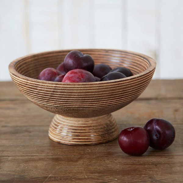 Paper High Hand Carved Makula Raised Design Mango Wood Fruit Bowl - Decorative Wooden Bowl - Fair Trade, Handmade, Sustainable Wooden Table Potpourri Bowl