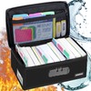 JUNDUN Fireproof Index Card Holder with Lock, Collapsible, Black, 4x6