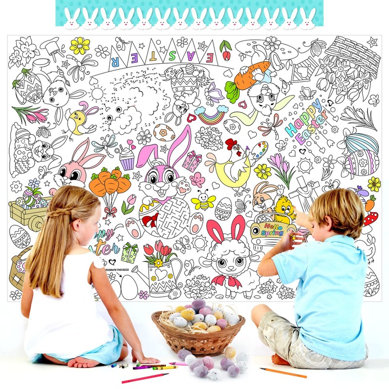 HOWAF Paper Tablecloth for Colouring Easter, Colouring Tablecloth Easter Colouring