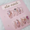 Pink Purple Mother of Pearl Stone Nail - Oval /