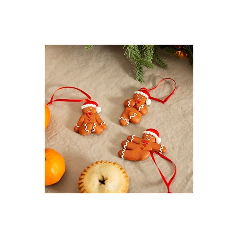 Sass & Belle Yoga Gingerbread Hanging Decorations - Set of