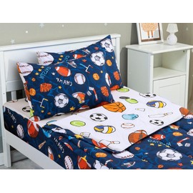 Meeting Story 3pcs Kids Comforter Sets Zipper Bedding for Boys,Full Kid Bedding Set Basketball Football Baseball Comforter Sports Bedding Set for Kid,All in one Bag（Navy,Full）