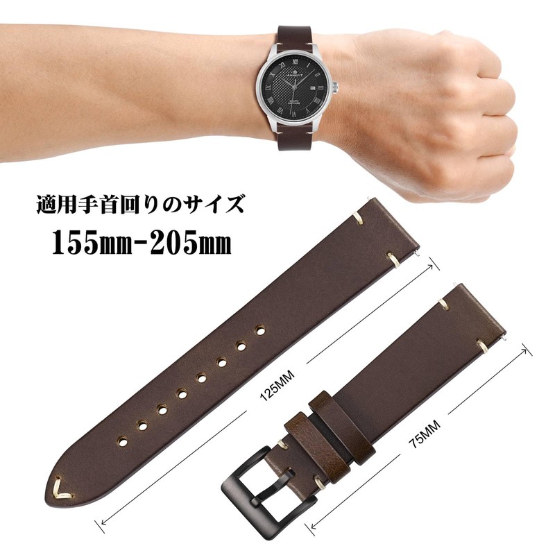 ANNEFIT Genuine Leather Watch Band, 0.7 inch (18 mm), 0.8