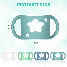 4 Pack Baby Bottle Holder for Dr Brown Bottles with Easy Grip Handles Soft Silicone Star-Shaped Bottle Holder for Baby Self Feeding - BPA-Free (White Green Blue Cyan)