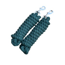 Pack of 2 Solid Cotton Lead Rope for Horses and Dogs 10 Foot Long (16MM) Thick -Duty Satin Bolt Snap (Green)
