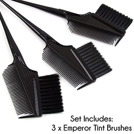 Emperor - 3 cepillos de tinte en ángulo con peines integrados - aplicador de tinte para el cabello - Cepillo para retocar las raíces del cabello - Pinceles de color para peluquería
