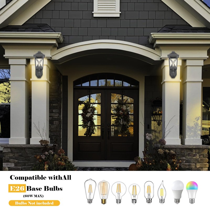 Luminzone Outdoor Light Fixtures Wall Mount, Waterproof Exterior Wall Lanterns