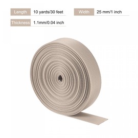 sourcing map Flat Nylon Webbing Strap 1 Inch 10 Yards Champagne for Backpack, Luggage-rack
