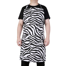 LOLOMLO Oversize Canvas Cotton Apron, Extra Large Aprons with 2 Pockets for Men & Women, Adjustable Neck with Long Strap Tear Resistant Plus Size Cooking, Gardening, Baking Aprons - Zebra Stripe