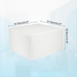 sourcing map Stretch Ottoman Cover Twill Square Ottoman Slipcover with Elastic for Foot Stool Living Room Bedroom Fit Length 57-70cm / 23"-27", Medium, White