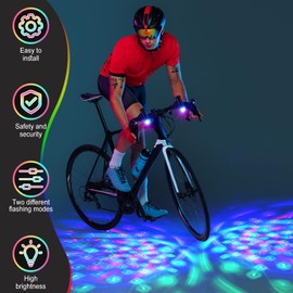 Kittmip 1/2/4 Pcs Disco Party LED Bike Light Disco Scooter Light Tri-Colored Bicycle Lights Blinking Swirling Fun Cycling Accessory, Christmas Stocking Stuffer, 3 AAA Batteries Included(2 Pcs,Black)