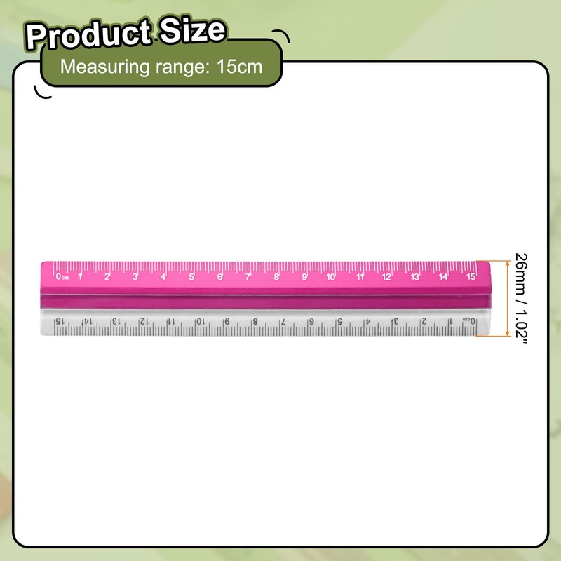 sourcing map Straight Ruler 15cm Metric Plastic Aluminum Alloy Protractor