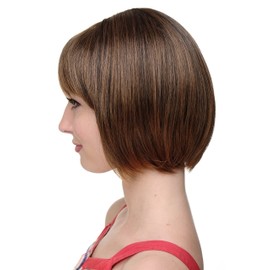 WIG ME UP - Lady Quality Wig short Page Bob fringe bangs black mixed with light rustbrown reddish brown strands streaked highlights703-2T114