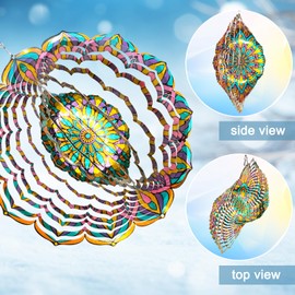 Eiryhope Rotulador de viento, mandala morado, tulipán, 30,5 cm, acero inoxidable 3D, escultura de jardín, vale la pena regalo, corte láser, para colgar, decoración artística de patio, decoración de interiores y exteriores