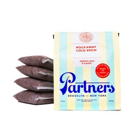 Partners Rockaway Blend | Cold Brew Coffee Bags | Medium Roast Ground Coffee | 12 ounces - 4 x 3oz Bags | Cold Brew Made Simple