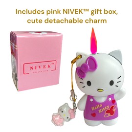 NIVEK Kitty Cat Y2K Cool Lighter 3D Torch Pink Flame Cute Character Japanese Pendant Refillable Collectable (Purple)