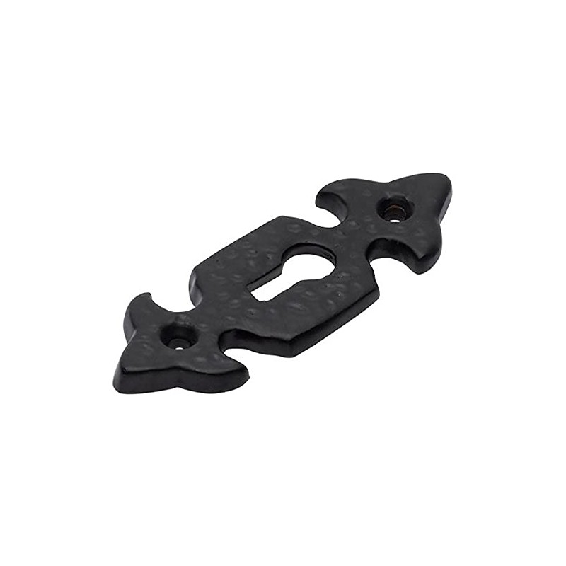 Merriway® BH01796 Fleur-de-Lys Design Open Keyhole Escutcheon - Black Antique