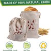 Linen Bread Bags, 2 Pack Reusable Natural Unbleached Linen Bread