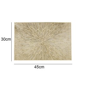 Hosoncovy 4 Pack Firework Placemats Rectangle Placemats Set of 4 PVC Placemats Hollow Table Place Mats Heat Resistant Non-slip Dining Placemats Decorative Placemats for Kitchen Wedding Party (Gold)