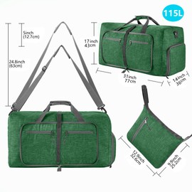 Vomgomfom Travel Bag with Shoe Compartment, Large Folding Bag for Camping, Travel, Fitness, I Dark Green, Sporty
