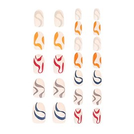 FOMIYES 24-Piece Colorful Line Art Press on Nails Set for Women Full Cover Fingernail Tips DIY Manicure Decor Easy Application for Nail Art Lovers