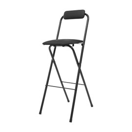 DreamRcoach 1 Pcs Folding Bar Stool, 29.5 Inch Tall Folding Chair with Backrest, 275lbs Capacity Portable Barber Chair for Living Rooms, Study Rooms, Offices, Bars, Ddining Halls, Cafes(Black)