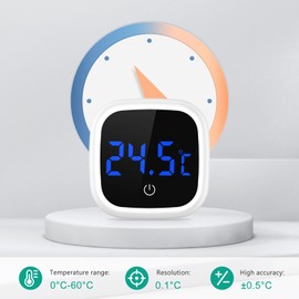 ORIA 2 Pcs Digital Aquarium Thermometer, LED Display Aquarium Thermometer, High Accuracy Mini Fish Tank Thermometer with Touch Buttons, for Aquarium Fish Turtles