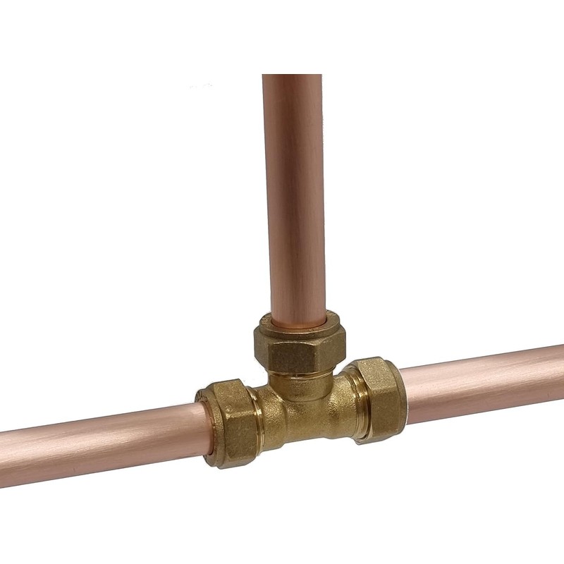 TC Compression Brass Equal Tee 15mm for Copper Pipe Connector