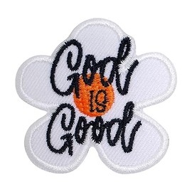 pipomama God is Good Daisy Faith Iron On Patches for Clothing Embroidered Applique Patch Badge Sew On Emblem DIY Craft