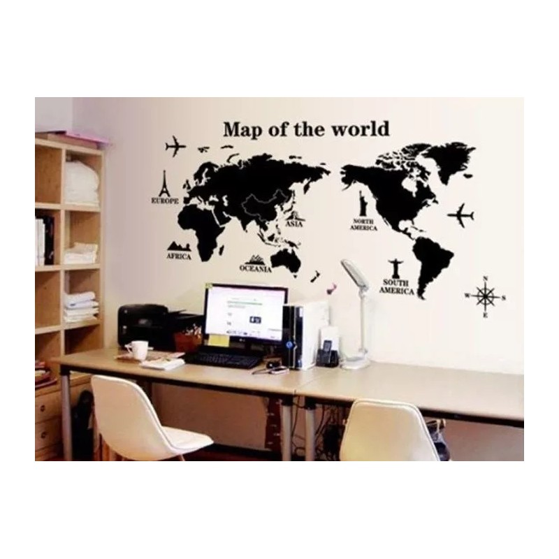 DaraBaby Vinil Decorativo Sala Habitación Estancia Mapa Mundial Mural