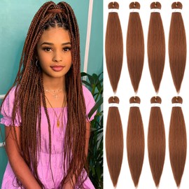 26 Inch Pre Stretched Braiding Hair 8 Packs Dark Brown Braiding Hair Soft Yaki Texture Itch Free Hot Water Setting Synthetic Braiding Hair Extensions (26inch 8P 30#)