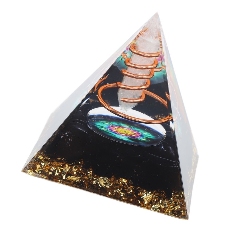 Healing Crystal Pillar Pyramid 6CM Epoxy Positive Energy Generator Meditation