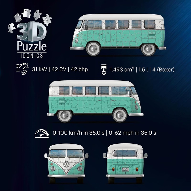 Ravensburger 3D Puzzle Iconics: 12008035 Volkswagen T1 - Eine echte