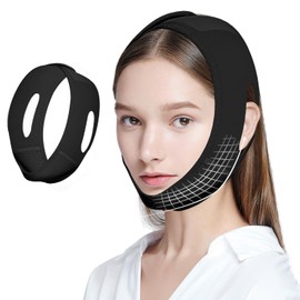 Chin Strap for Double Chin Reducer V Line Face Slimming Strap Face Lifting Chin Mask Adjustable Chin Strap for Sleeping Jawline Sculpting Skin Tightening(Black)