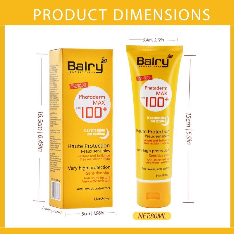 Sonnencreme LSF 100, 80ml Sunscreen SPF 100, Sonnencreme für Gesicht