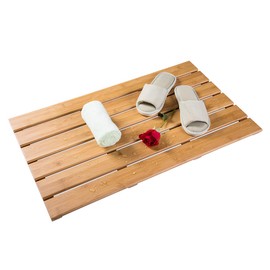 PELYN Shower Mat Bamboo Bath Mat Extra Large Bathroom Bathtub Floor Mats for Indoor or Outdoor Use 31.5 x 18.5 inch