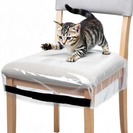 JJUNW 6 Pack Plastic Chair Covers, Stain Water and Kitty Scratch Resistant Clear Dining Chair Slipcovers with Adjustable Belt for Most 18"- 20" Standard Chair (18‘’ W x 17‘’D x 4‘’H)
