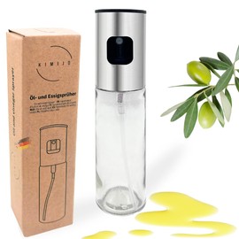 KIMIJO Oil Sprayer for Cooking Oil, 100 ml, Stainless Steel & Borosilicate Glass, Oil Spreyer, Fine Oil Atomiser for Hot Air Fryer, Grill & Salads