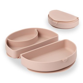 Miniware Silifold - Silicone Baby Plate - Foldable Toddler Travel Essential to Promote Self-Feeding - Food Grade Silicone Toddler Plates & Baby Plates With Suction - BPA Free Baby Essentials - Pink