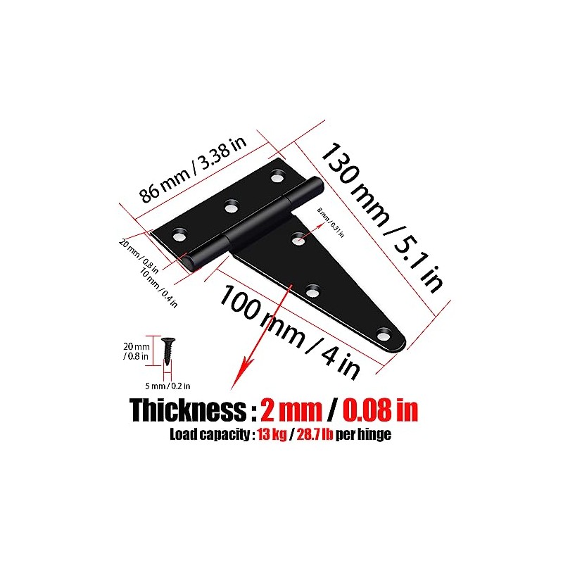 4 inch T Strap Hinges, Heavy Duty T-Strap Shed Door