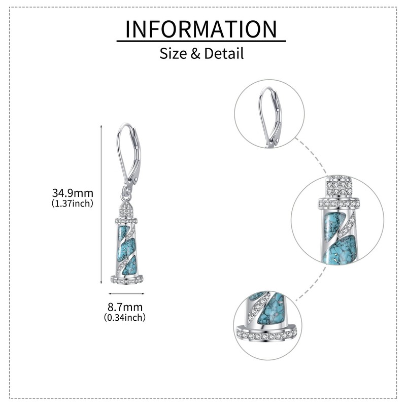 YAFEINI Lighthouse Earrings Sterling Silver Lighthouse Dangle Drop Earrings Jewelry