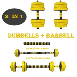 Adjustable Dumbbell Barbell Weights Pair 2-in-1 Set, 22LB/33LB/44LB/66LB, Non-SlipHandle, All-Purpose, Home Gym, Office,Free Weights Dumbbells Barbell Set of 2 with Rod for lifting Total 66LB
