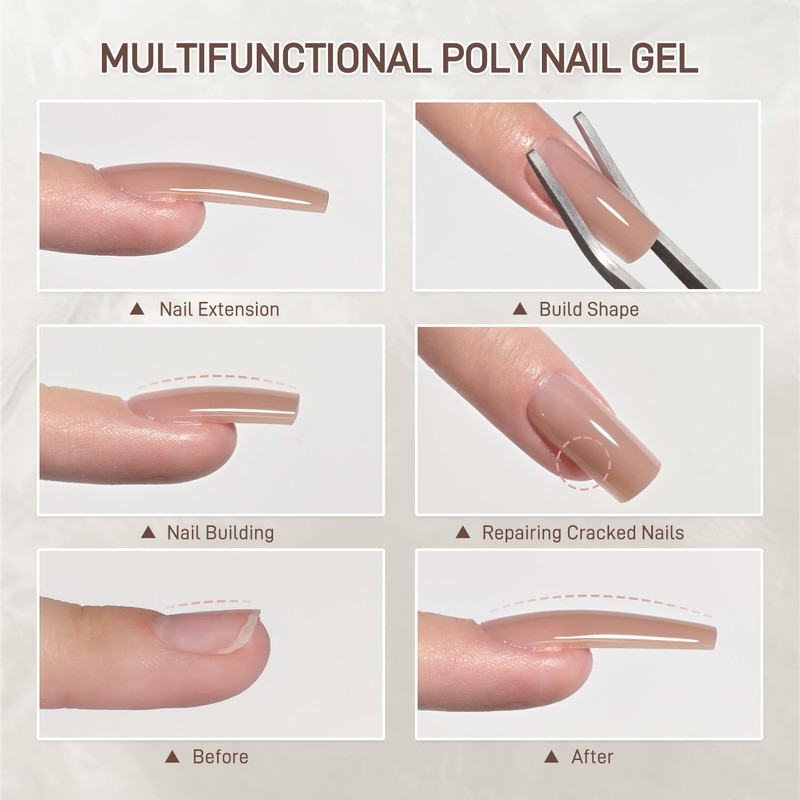 GAOY Crystal Poly Gel, 60g Nail Extension Enhancement Builder Gel,