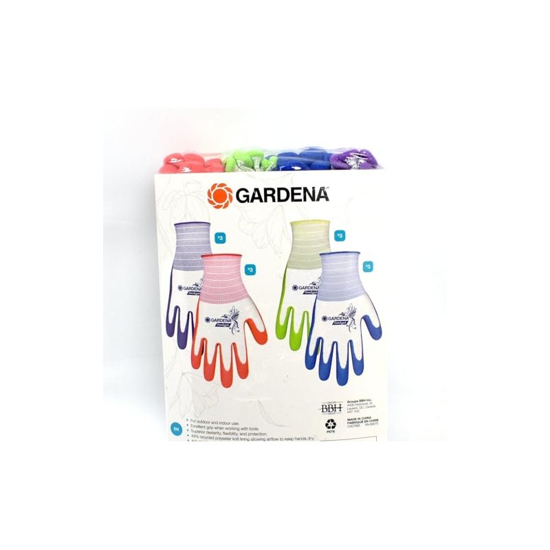 Gardena One Size Gardening Gloves, Latex Coating on a Polyester