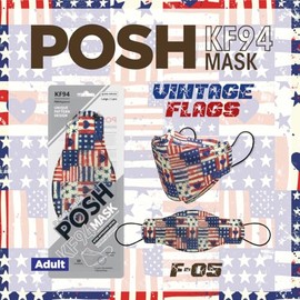 Posh KF94 Mask [Pack of 10 Vintage Flag Special - Adult (F05) (MADE IN KOREA)