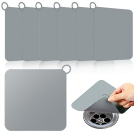 Yinkin 6 Pcs Shower Drain Cover Floor Drain Cover to Keep Bugs Out Silicone Tub Stopper Sewer Anti-Odor Mat Deodorizing Plugs for Bathroom Kitchen Laundry(Grey,5.79 x 5.79 Inch)