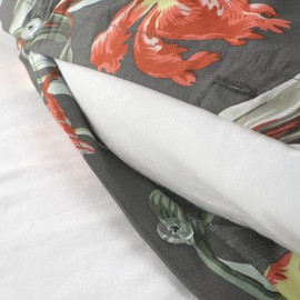 IK EA 2-Piece Bed Linen Set, 140 x 200 cm, Grey with Floral Pattern, Pillowcase 80 x 80 cm with Envelope Closure, Duvet Cover with Buttons, Easy-Care Natural Material, Breathable, Cotton and Lyocell,